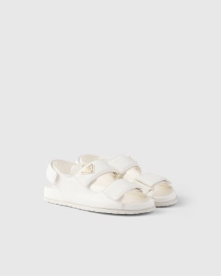 Prada Nappa Leather Sandals Ivory