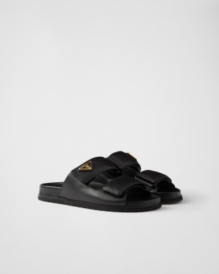Prada Nappa Leather Slides Black
