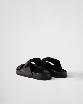 Prada Nappa Leather Slides Black