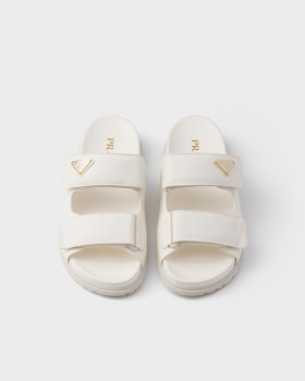 Prada Nappa Leather Slides Ivory