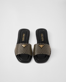 Prada Nappa Leather Slides With Studs Black