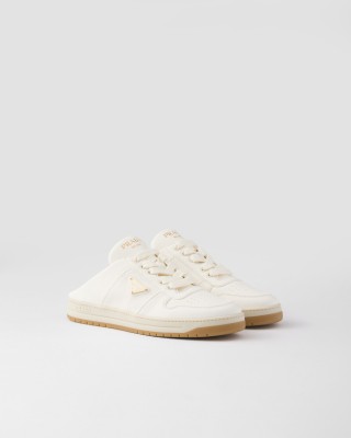 Prada Nappa Leather Sneaker Mules Ivory