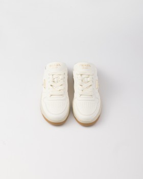 Prada Nappa Leather Sneaker Mules Ivory