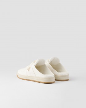 Prada Nappa Leather Sneaker Mules Ivory