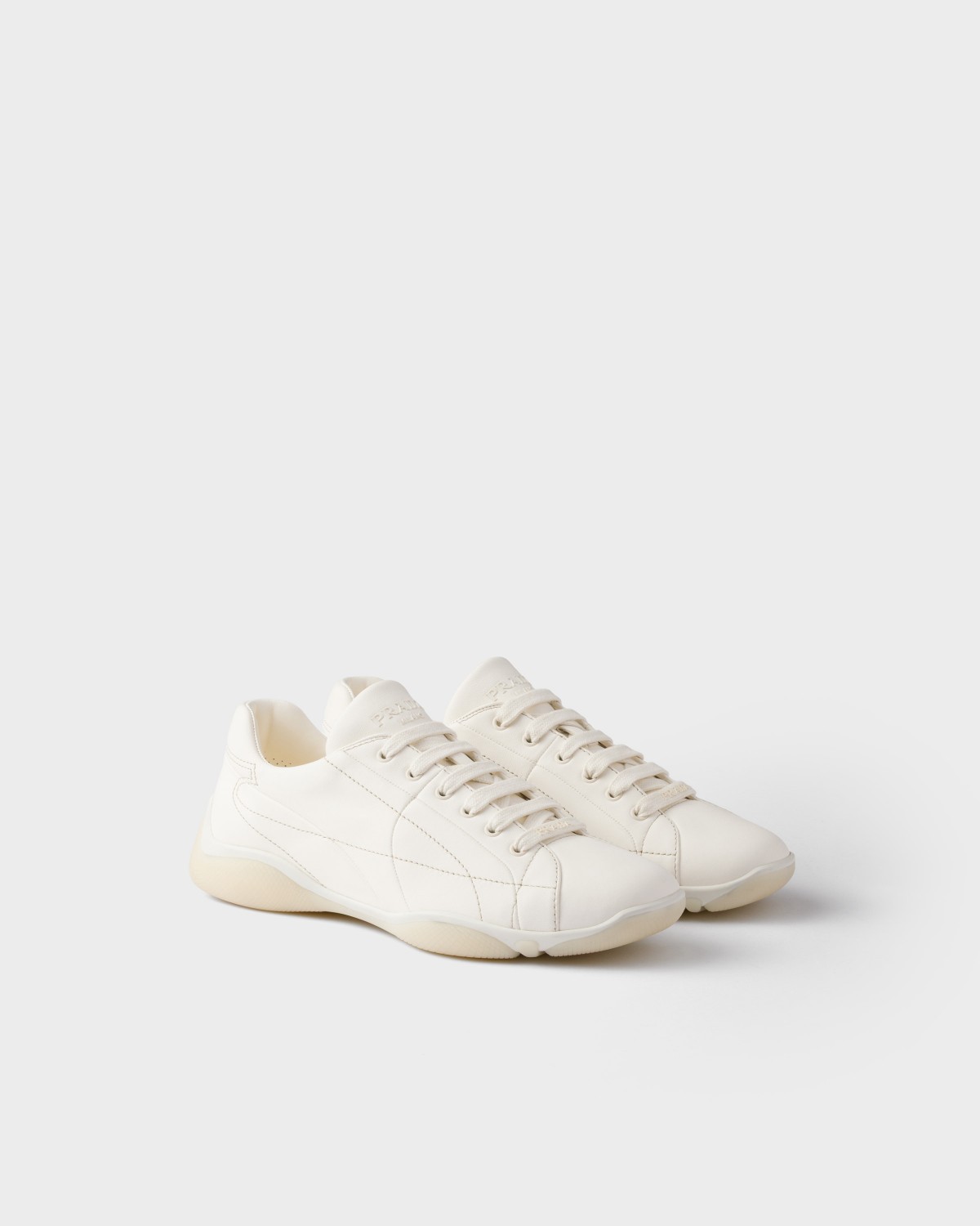 Prada Nappa Leather Sneakers Ivory