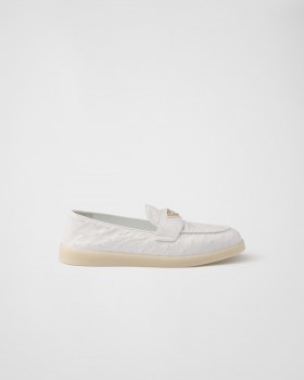 Prada Ostrich Leather Loafers White