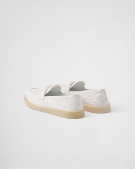 Prada Ostrich Leather Loafers White