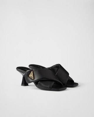 Prada Padded Nappa Leather Sandals Black