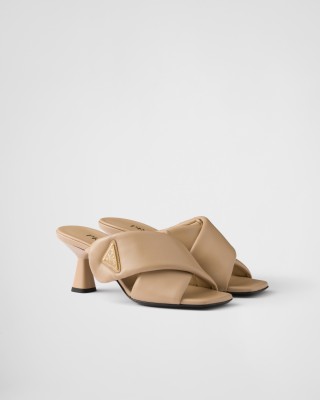 Prada Padded Nappa Leather Sandals Sand Beige