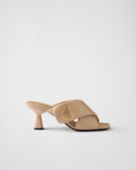 Prada Padded Nappa Leather Sandals Sand Beige