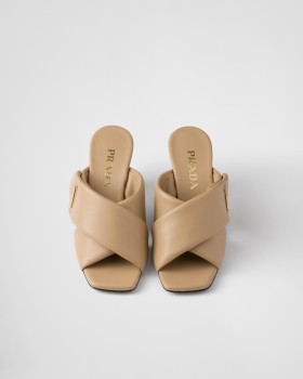 Prada Padded Nappa Leather Sandals Sand Beige