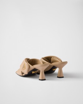 Prada Padded Nappa Leather Sandals Sand Beige
