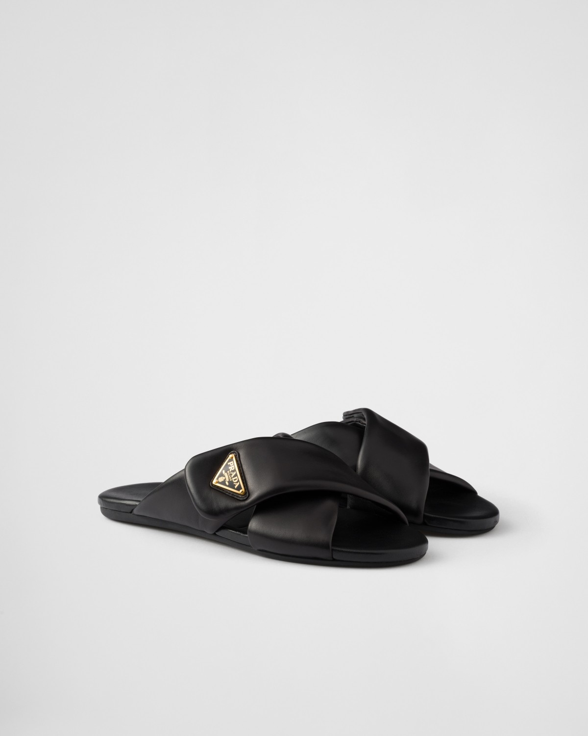 Prada Padded Nappa Leather Slides Black