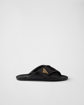 Prada Padded Nappa Leather Slides Black
