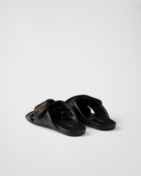 Prada Padded Nappa Leather Slides Black