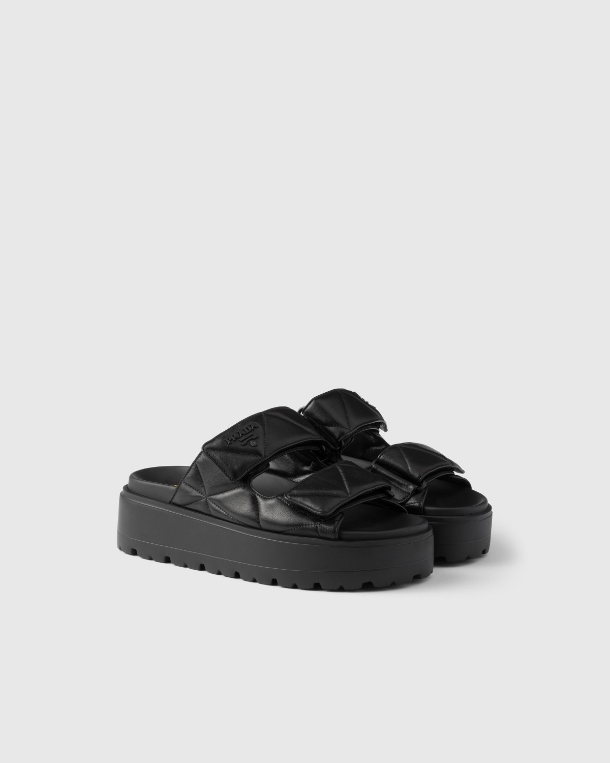 Prada Padded Nappa Leather Slides Black