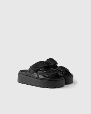 Prada Padded Nappa Leather Slides Black