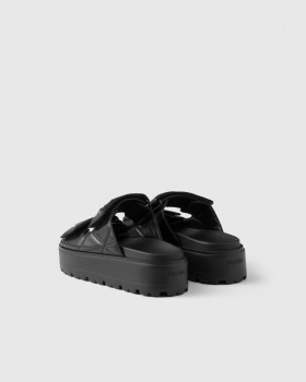 Prada Padded Nappa Leather Slides Black