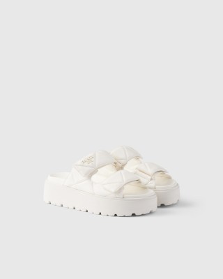 Prada Padded Nappa Leather Slides Ivory