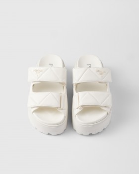 Prada Padded Nappa Leather Slides Ivory