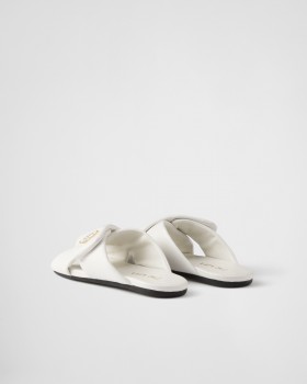 Prada Padded Nappa Leather Slides White