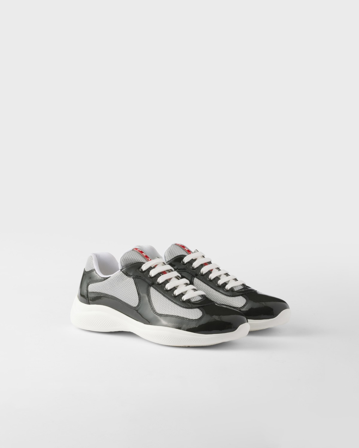 Prada Patent Leather And Technical Fabric Prada America's Cup Sneakers Anthracite Gray/Silver