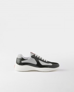 Prada Patent Leather And Technical Fabric Prada America's Cup Sneakers Anthracite Gray/Silver