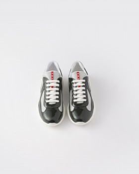 Prada Patent Leather And Technical Fabric Prada America's Cup Sneakers Anthracite Gray/Silver