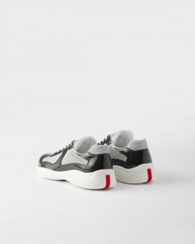 Prada Patent Leather And Technical Fabric Prada America's Cup Sneakers Anthracite Gray/Silver