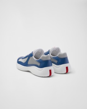 Prada Patent Leather And Technical Fabric Prada America's Cup Sneakers Aviation Blue/Silver