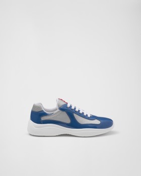 Prada Patent Leather And Technical Fabric Prada America's Cup Sneakers Aviation Blue/Silver