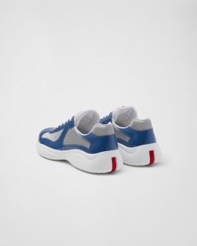 Prada Patent Leather And Technical Fabric Prada America's Cup Sneakers Aviation Blue/Silver