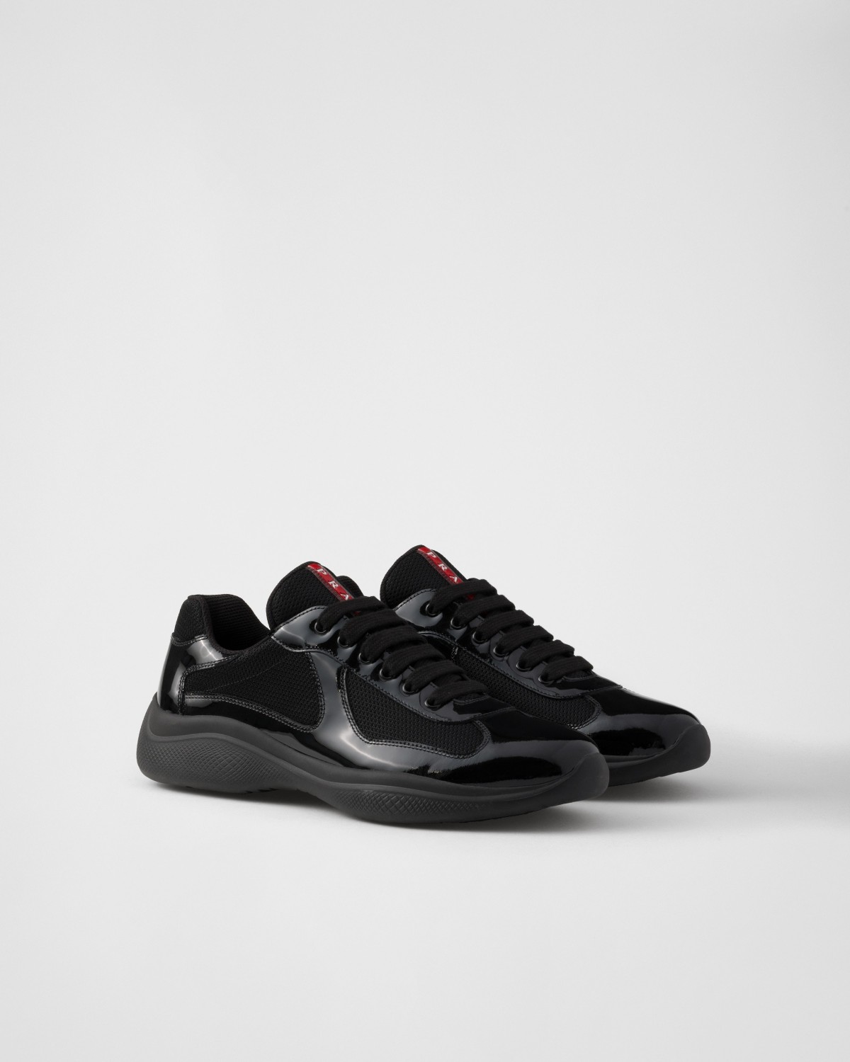 Prada Patent Leather And Technical Fabric Prada America's Cup Sneakers Black