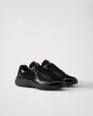 Prada Patent Leather And Technical Fabric Prada America's Cup Sneakers Black