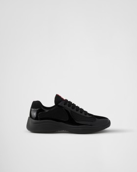 Prada Patent Leather And Technical Fabric Prada America's Cup Sneakers Black