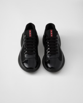 Prada Patent Leather And Technical Fabric Prada America's Cup Sneakers Black