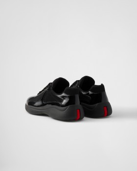 Prada Patent Leather And Technical Fabric Prada America's Cup Sneakers Black