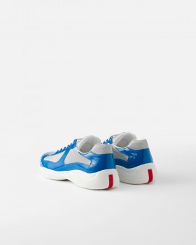 Prada Patent Leather And Technical Fabric Prada America's Cup Sneakers Blue/Silver