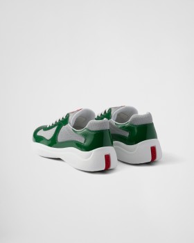 Prada Patent Leather And Technical Fabric Prada America's Cup Sneakers Green / Silver