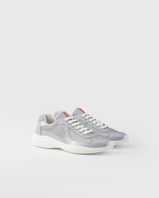 Prada Patent Leather And Technical Fabric Prada America's Cup Sneakers Pearl / Silver