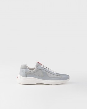 Prada Patent Leather And Technical Fabric Prada America's Cup Sneakers Pearl / Silver
