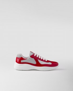 Prada Patent Leather And Technical Fabric Prada America's Cup Sneakers Red/Silver