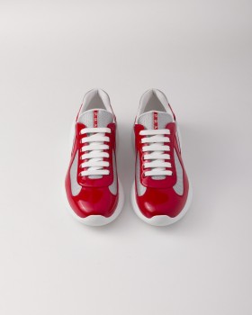 Prada Patent Leather And Technical Fabric Prada America's Cup Sneakers Red/Silver