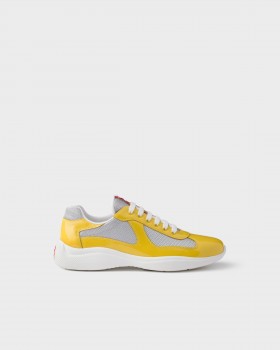 Prada Patent Leather And Technical Fabric Prada America's Cup Sneakers Sunny Yellow/Silver
