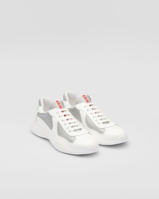 Prada Patent Leather And Technical Fabric Prada America's Cup Sneakers White/Silver