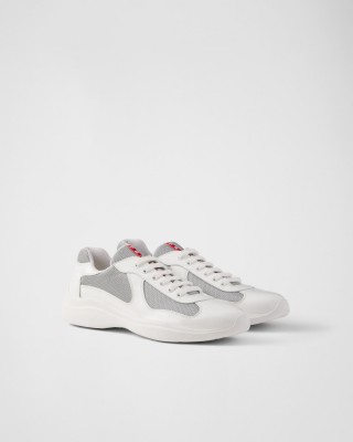 Prada Patent Leather And Technical Fabric Prada America's Cup Sneakers White/Silver