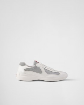 Prada Patent Leather And Technical Fabric Prada America's Cup Sneakers White/Silver