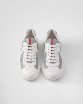 Prada Patent Leather And Technical Fabric Prada America's Cup Sneakers White/Silver