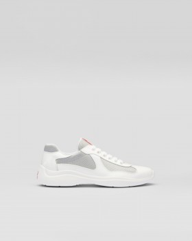 Prada Patent Leather And Technical Fabric Prada America's Cup Sneakers White/Silver