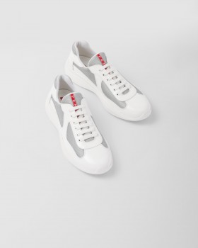 Prada Patent Leather And Technical Fabric Prada America's Cup Sneakers White/Silver